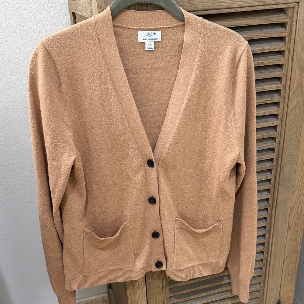 J. Crew Women's Camel Cotton/Cashmere Cardigan size xs